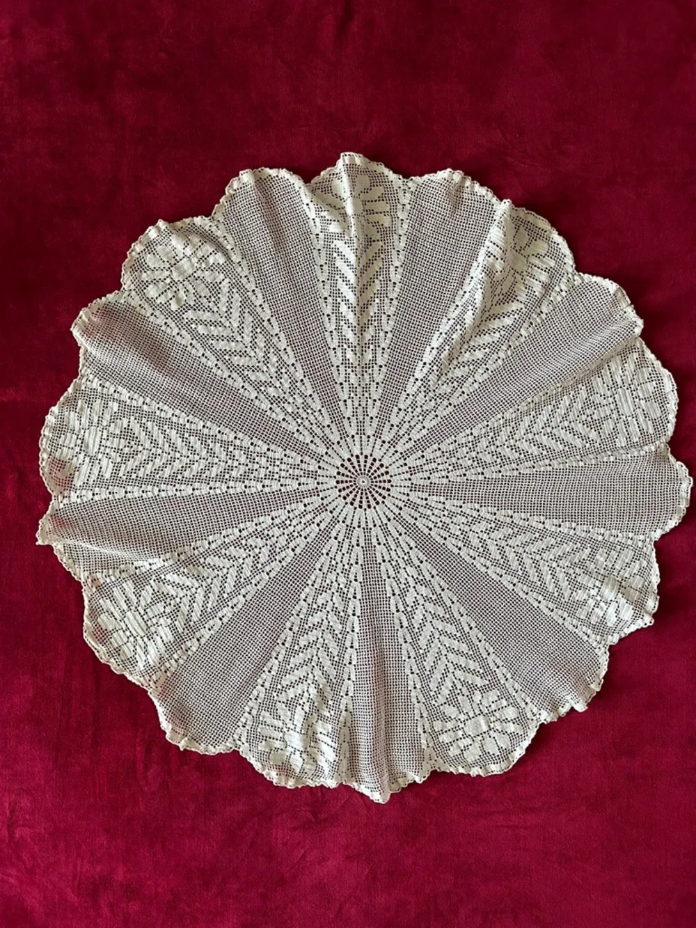 Vintage Crochet Round Tablecloth 34